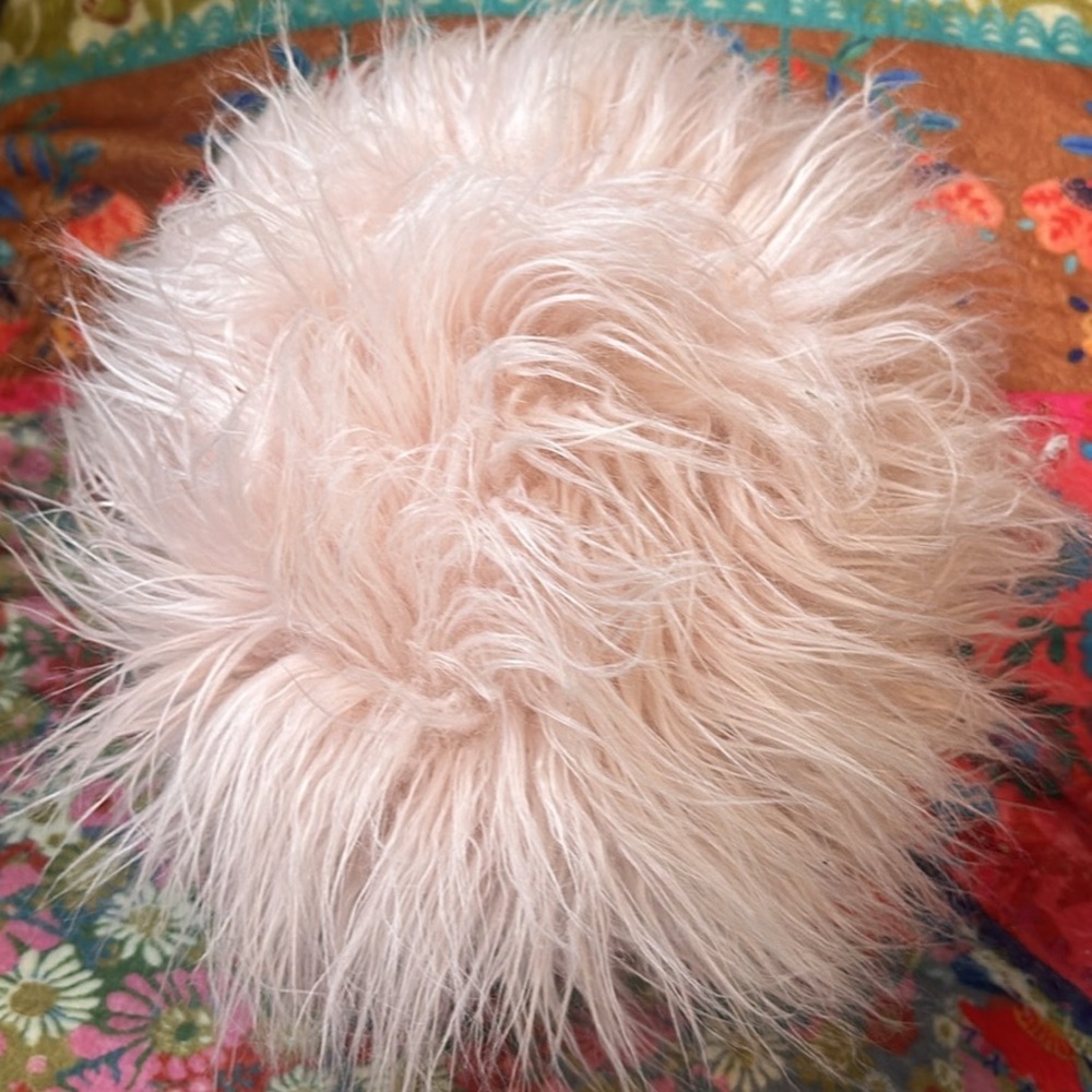 Soft Blush Faux Fur Pom Pillow